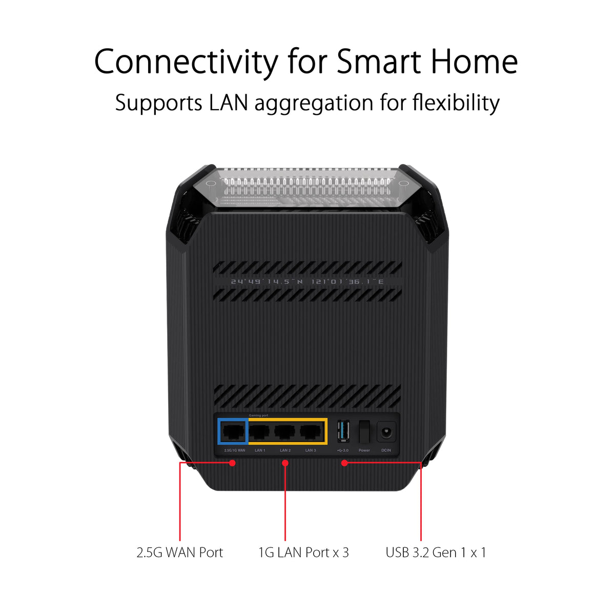 ASUS ROG Rapture GT6 (1PK) Tri-Band WiFi 6 Gaming Router, Covers up to 2,900 sq ft, 2.5 Gbps Port, Triple-Level Game Acceleration, UNII 4, Lifetime Internet Security, Black