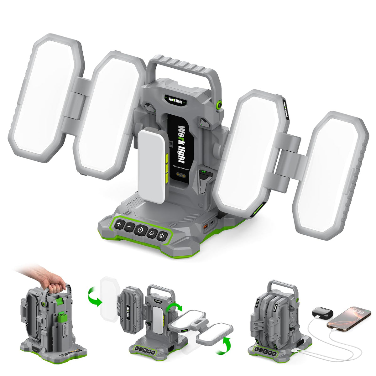 10000LM LED Work Light Compatible with Craftsman 20V Battery