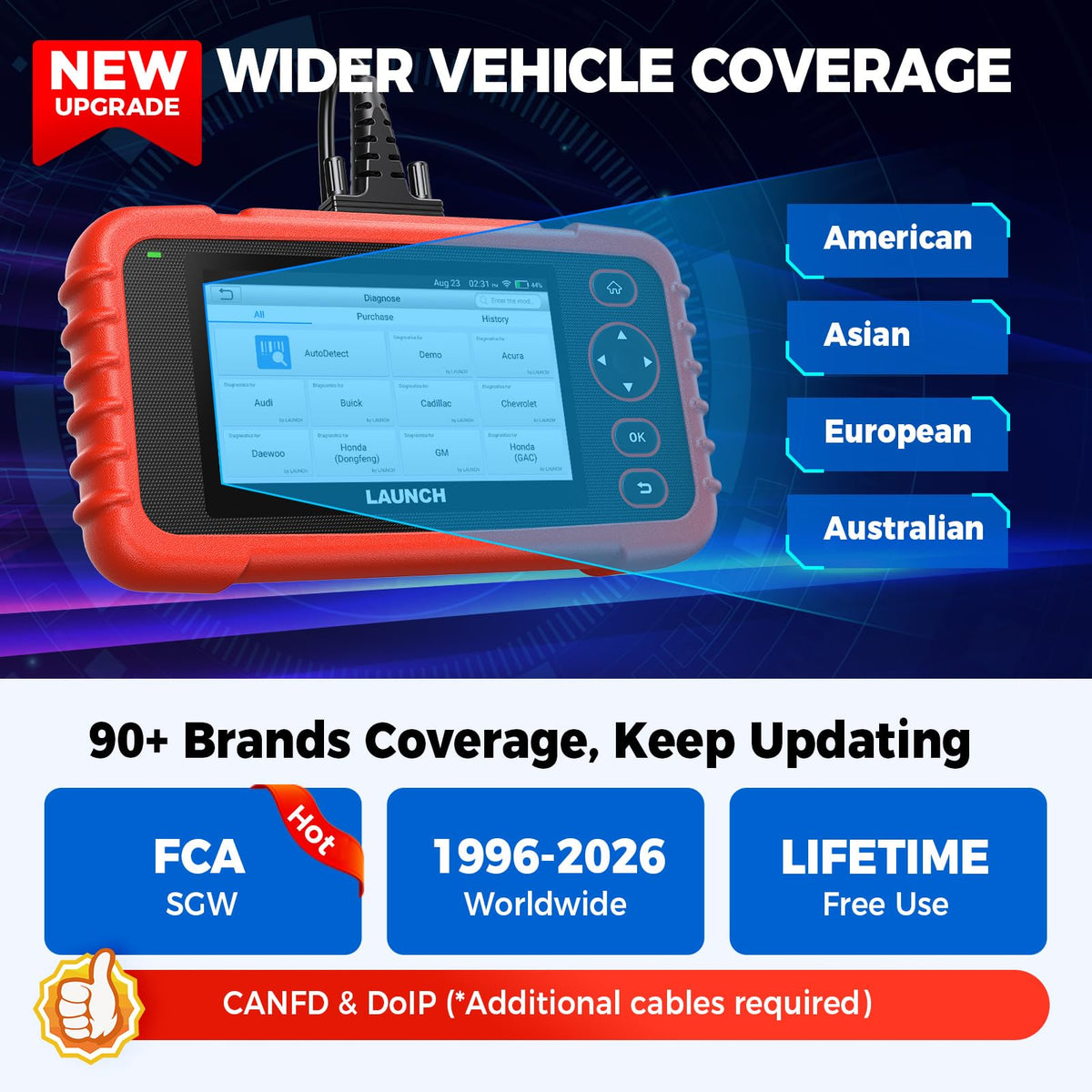LAUNCH OBD2 Scanner CRP129X V3.0 Elite Scan Tool, 12 Resets Lifetime Update