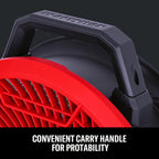 CRAFTSMAN V20 Cordless 12" Portable Fan, Battery Powered Fan, AC/DC Dual Supply, AC Adapter included, 1400 CFM, 3-Speed Settings, 130° Tilt for Garage, Workshop, Outdoor and Patio