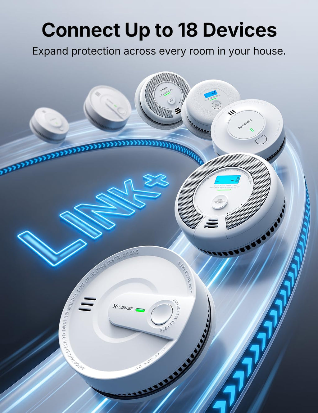 X-Sense Interconnected Smoke Detector, 10-Year Battery, SD20-W, 6-Pack