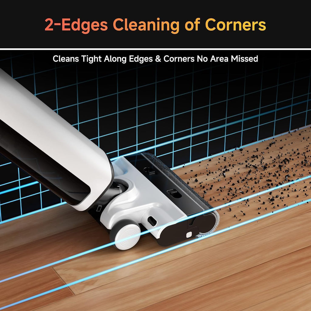 uwant Wet Dry Vacuum Cleaner 180°Lay-Flat Push-in Vacuum Mop All in One with 18000Pa Suction Auto Self-Cleaning Anti Odor Stick Dual-Edge Vacuum Cleaner Set of 1 for Hard Floor/Carpet D100