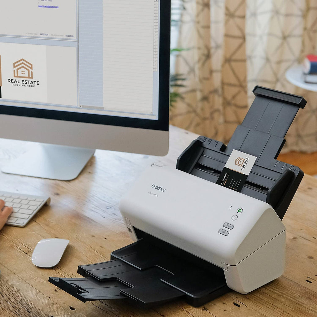 Brother ADS-3100 High-Speed Desktop Scanner | Compact with Scan Speeds of Up to 40ppm, White