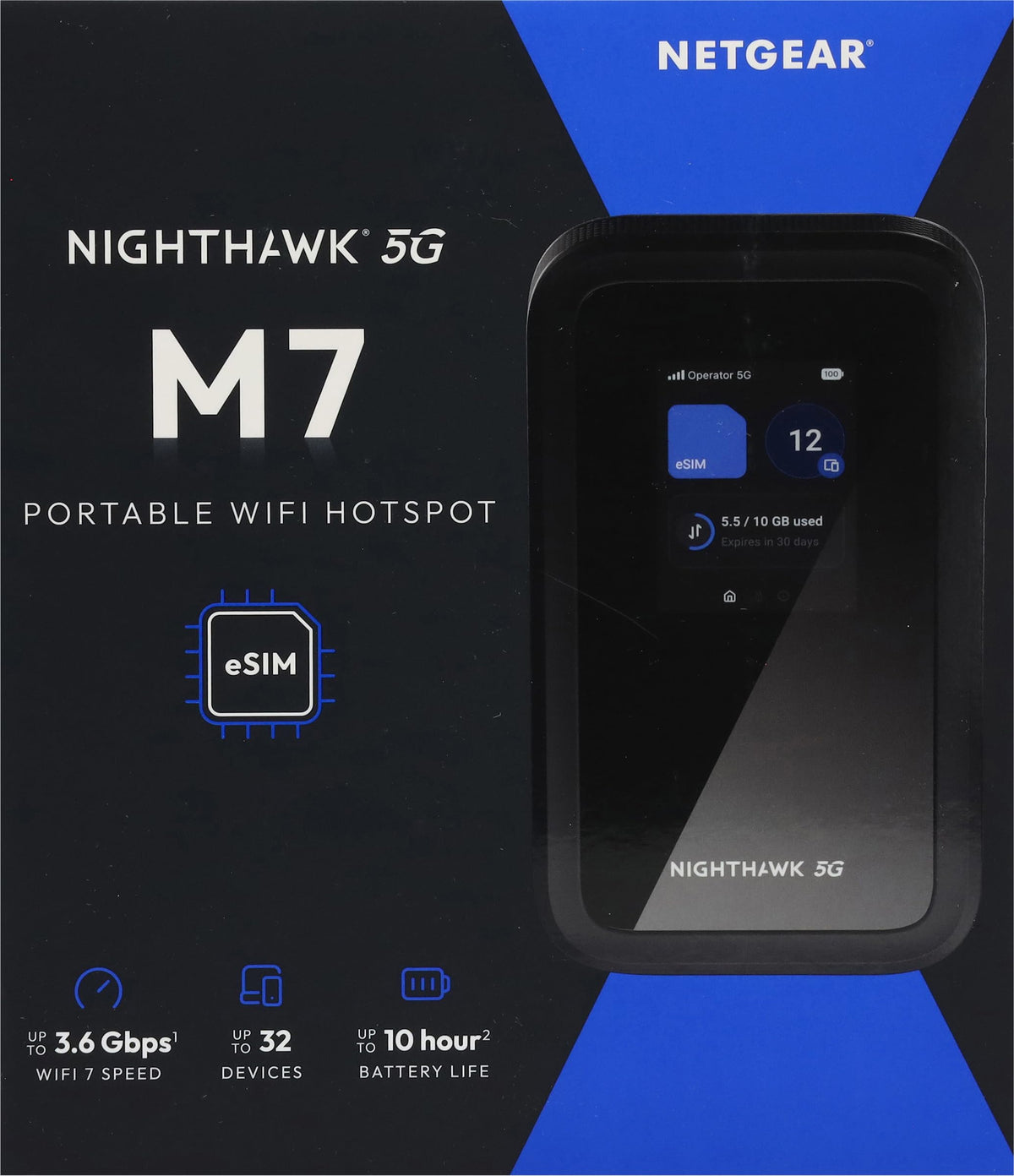 NETGEAR Nighthawk M7 5G Mobile Hotspot with eSIM, WiFi 7, Up to 3.6 Gbps