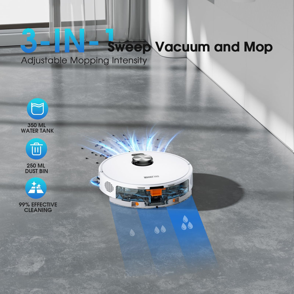 SHELIKI Robot Vacuum and Mop Combo, 3-in-1 Robotic Vacuums Cleaner with 70-Day Self-Emptying Base, LiDAR Navigation Smart Mapping & Strong 6000Pa Suction, for Pet Hair, Hard Floor, Carpet