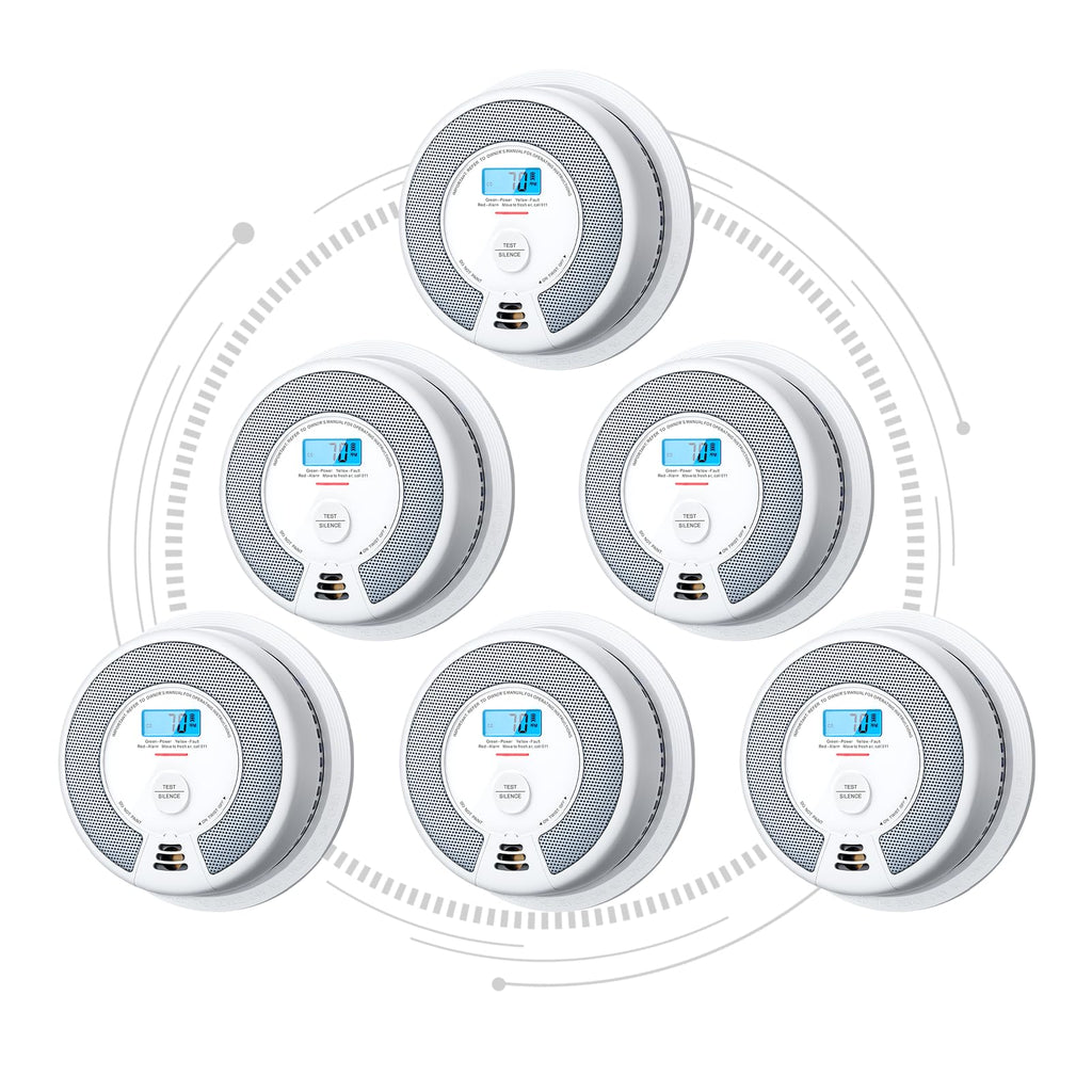 X-Sense Interconnected Smoke and CO Detector, SC07-W, 6-Pack