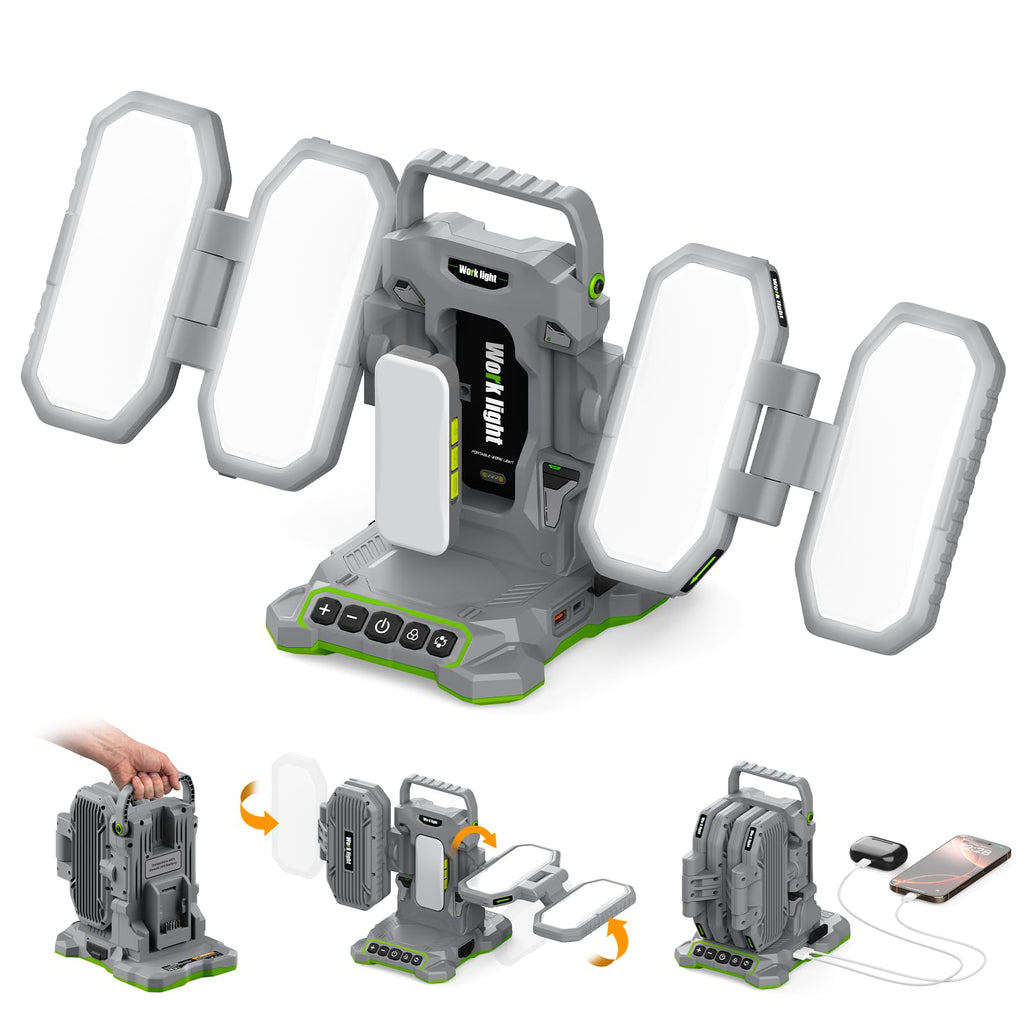 10000LM LED Work Light Compatible with Craftsman 20V Battery