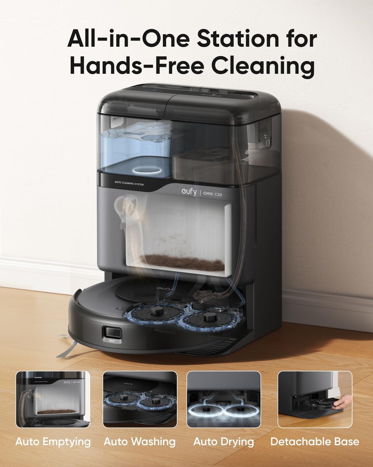 eufy Certified Like-New C20 Omni Vacuum and Mop Combo（Renewed）
