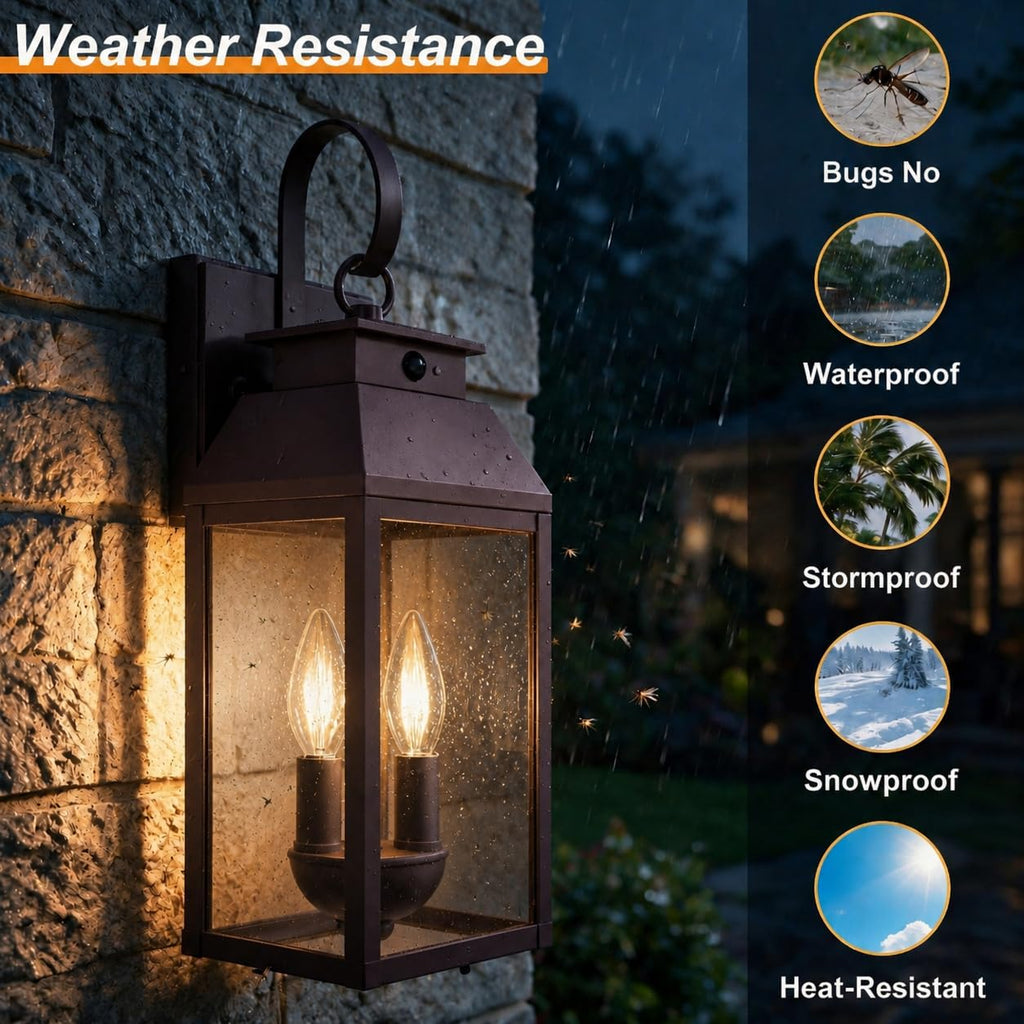 Upgraded 18IN Motion Sensor Outdoor Light, Brown Porch Light