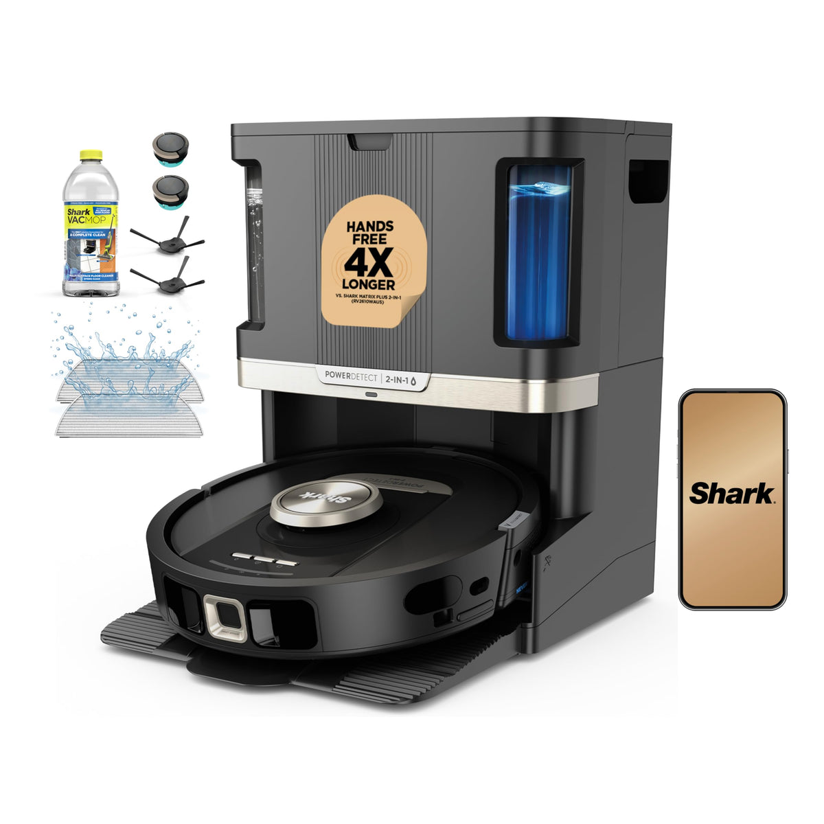 Shark PowerDetect NeverTouch Pro Robot Vacuum & Mop, Black,AV2800ZEBK