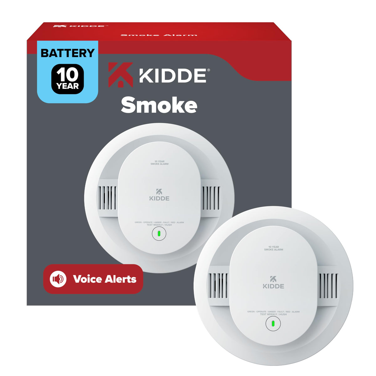 Kidde Smoke Detector, 10-Year Battery-Powered, 20SD10-V, 3 Pack