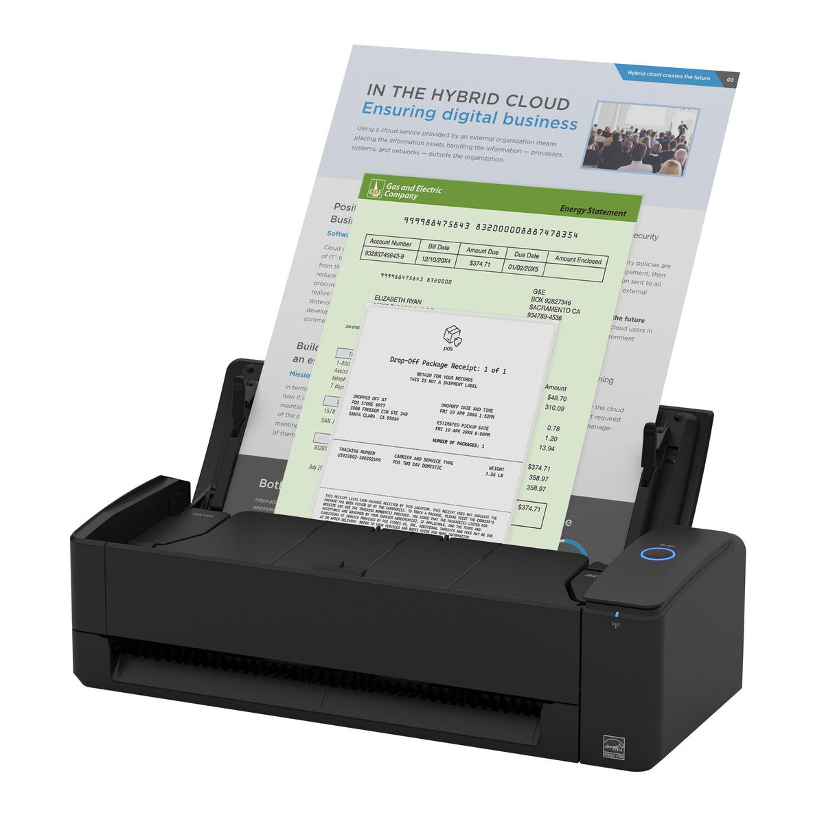 ScanSnap iX1300 Wireless or USB Double-Sided Color Document Scanner, White