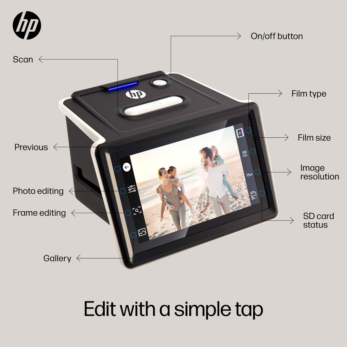 HP Film & Slide Scanner HPFS500, Negative Scanner, Slide Viewer, USB-C