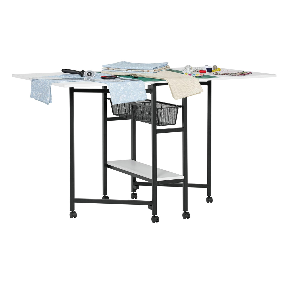 Sew Ready Foldable Hobby and Cutting Grid Table, White, 58.75 x 36.5 Inch