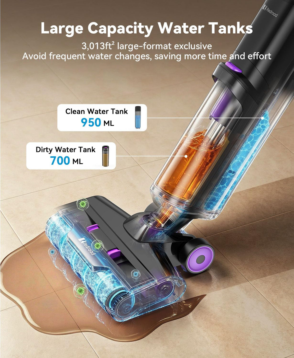 Wet Dry Vacuum Cleaner 20,000Pa,50Mins Runtime Cleaning Area 3013ft²,Cordless Vacuum Cleaner, Cordless Vacuum and Mop All in One,Self-Cleaning for Hard Floors Sticky Messes and Pet Hair H15Set