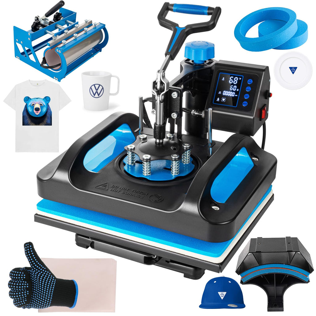 Topdeep Pro Heat Press 15x12 Inch, 5 in 1 Heat Press Machine with 30 OZ Tumbler Press, Swing Away T Shirt Pressing Machine, Combo Tumbler Heat Press Machine Sublimation for T-Shirt Tumblers Hat Cap