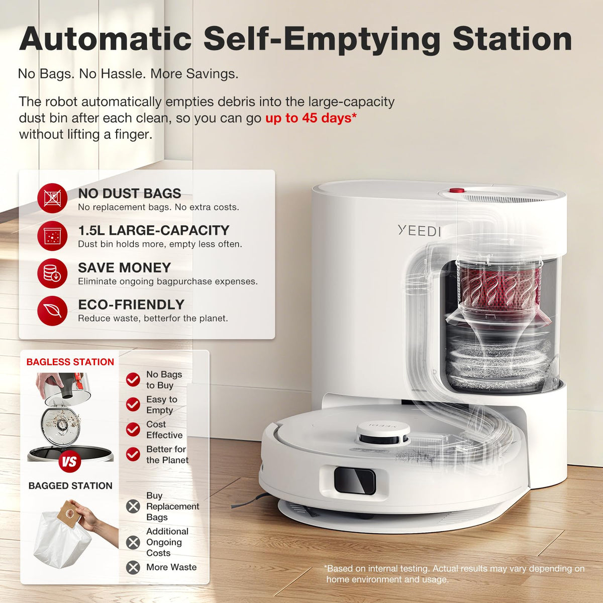 YEEDI by ECOVACS C14 PRO PLUS Robot Vacuum and Mop, Bagless Station