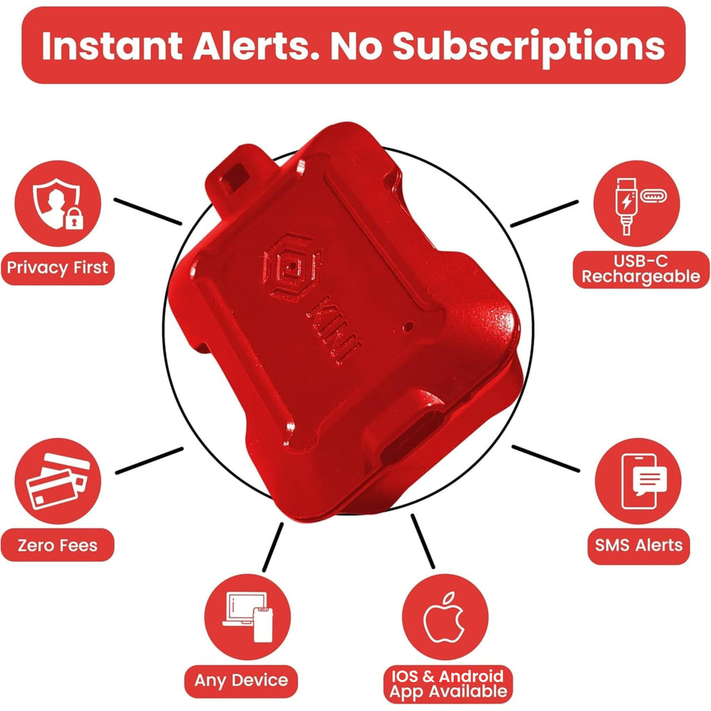 Kini Wi-Fi Motion Sensor Alarm & Tamper Alert- Instant App, SMS & Email Alerts - Gun Safes, Cabinets, Drawers - Easy Install, No Subscription, Rechargeable 12-18 Month Battery, IFTTT