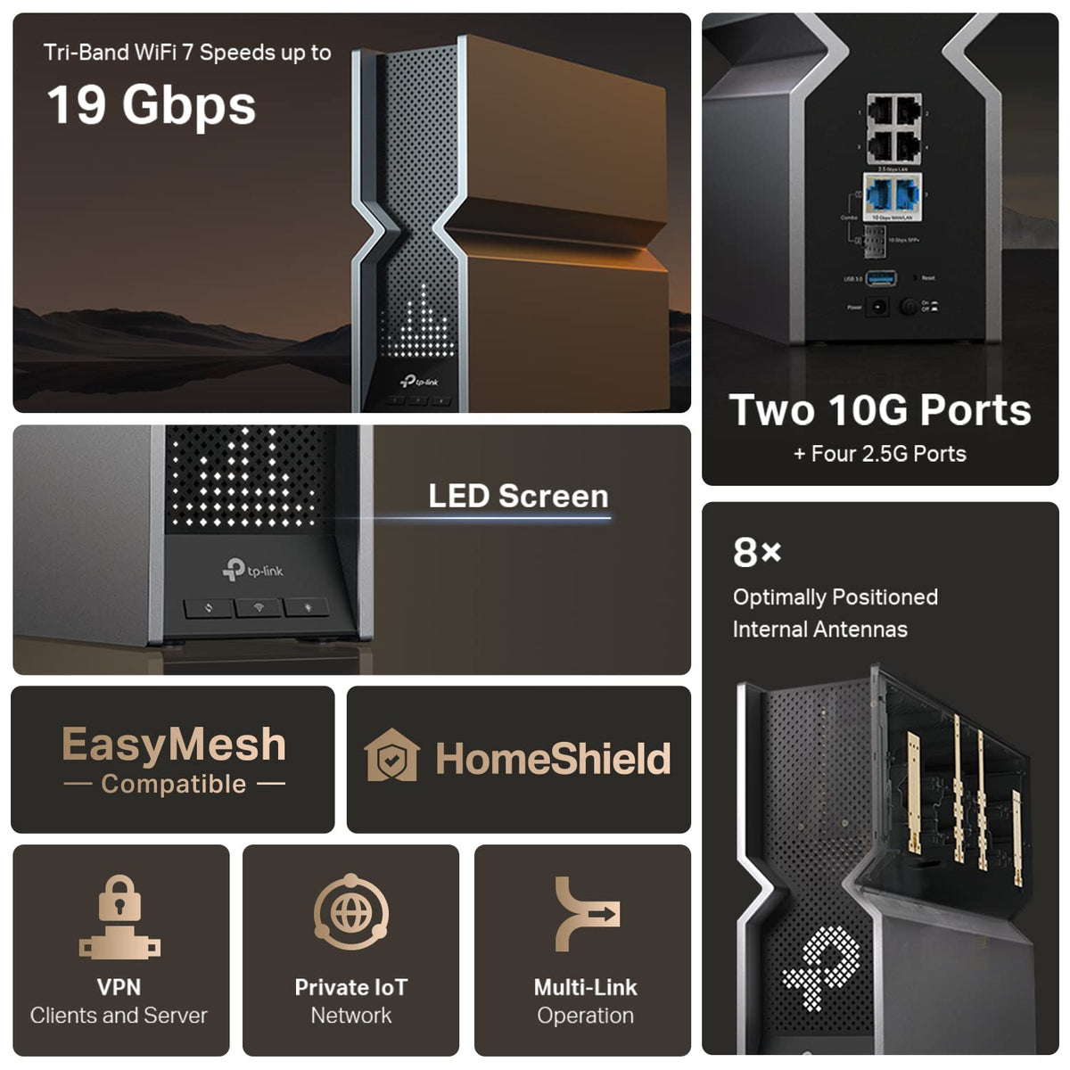 TP-Link Tri-Band BE19000 WiFi 7 Router (Archer BE800)