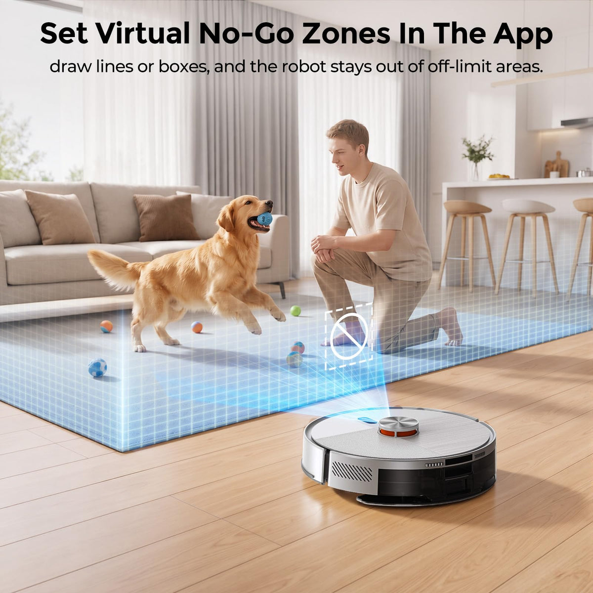 Robot Vacuum and Mop for Pet Hair, Anti Tangle Hair-Cutting Roller, 12000Pa