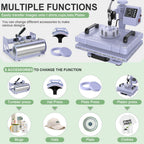 Seeutek Heat Press 5in 1 Heat Press Machine 12x15 Inch Sublimation T Shirt Pressing with 30OZ 20OZ Tumbler Heat Press 360° Swing Away Heat Transfer Combo for T-Shirts, Hats, Mugs, Plates-Lavender