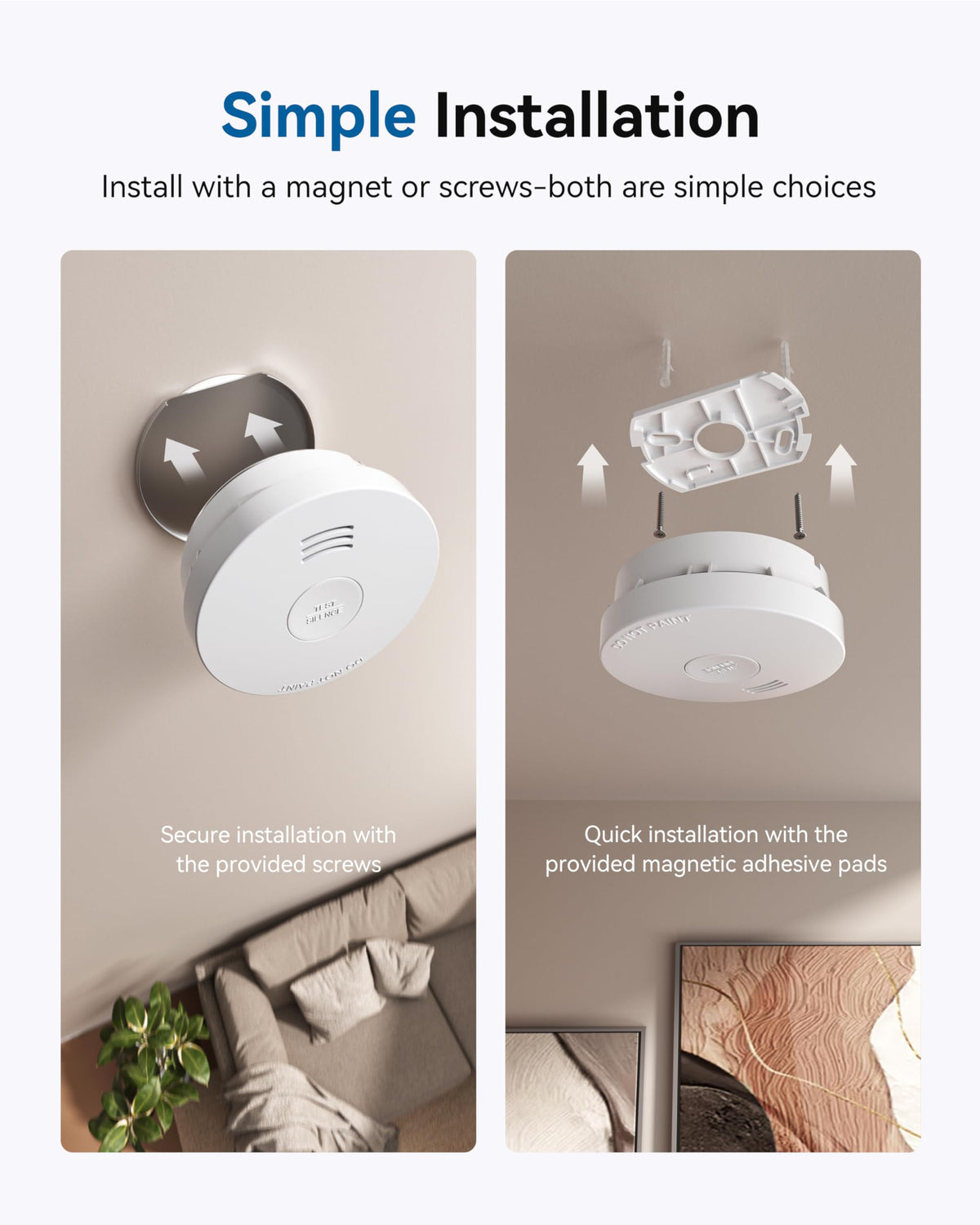 SITERWELL Smoke Detector Fire Alarms, 10 Year Battery Smoke Alarm Fire Detectors with Photoelectric Sensor & Low Battery, UL217 10th Listed, GS525A, 10 Packs