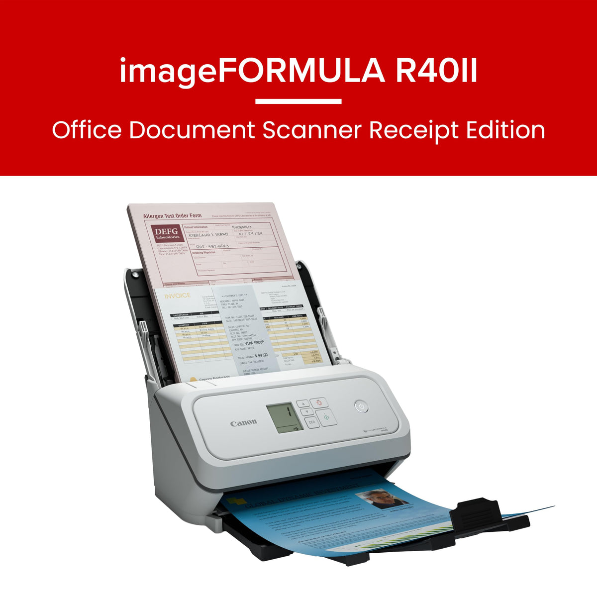 Canon imageFORMULA R40II Receipt Edition Office Document Scanner