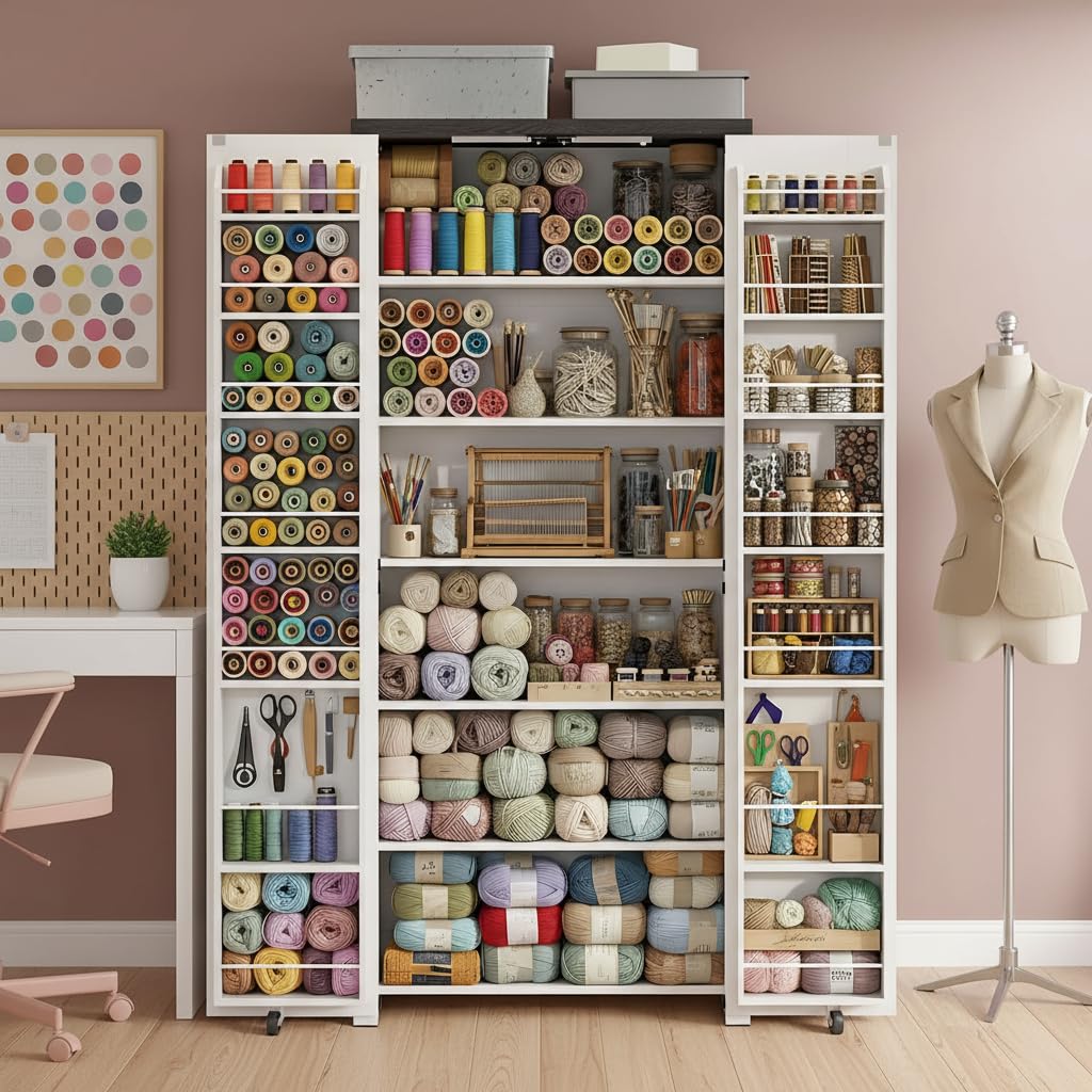 72" H Craft Storage Cabinet with LED Lights