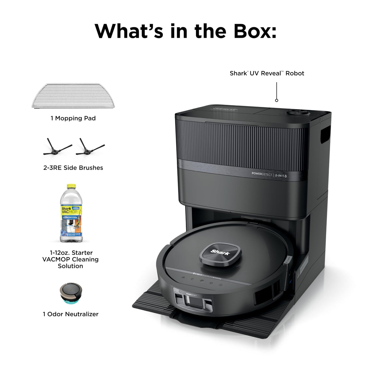 Shark PowerDetect UV Reveal 2-in-1 Robot Vacuum & Mop, Black, RV3020XE