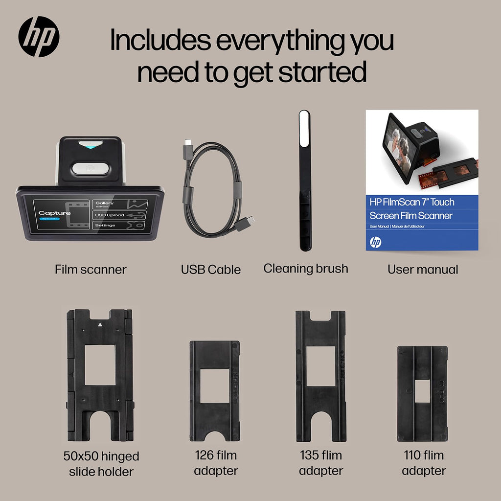 HP Film & Slide Scanner, Photo Scanner, 7" Touch LCD, 13MP Slide Digitizer