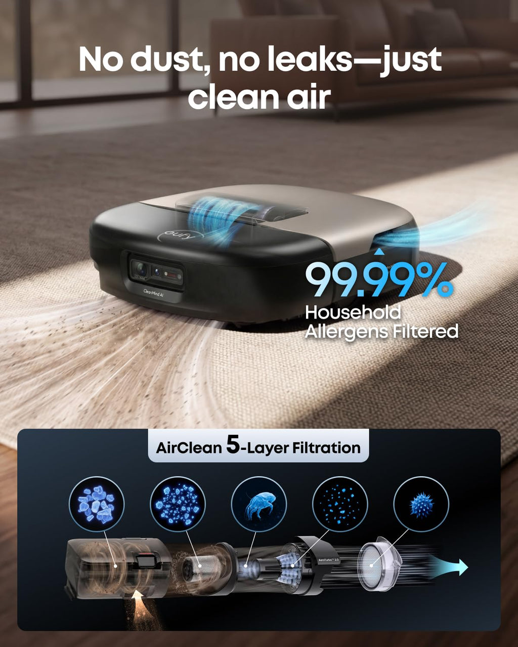 eufy Omni S2 Robot Vacuum and Mop Combo, 30,000 Pa, 99.99% Germ Removal