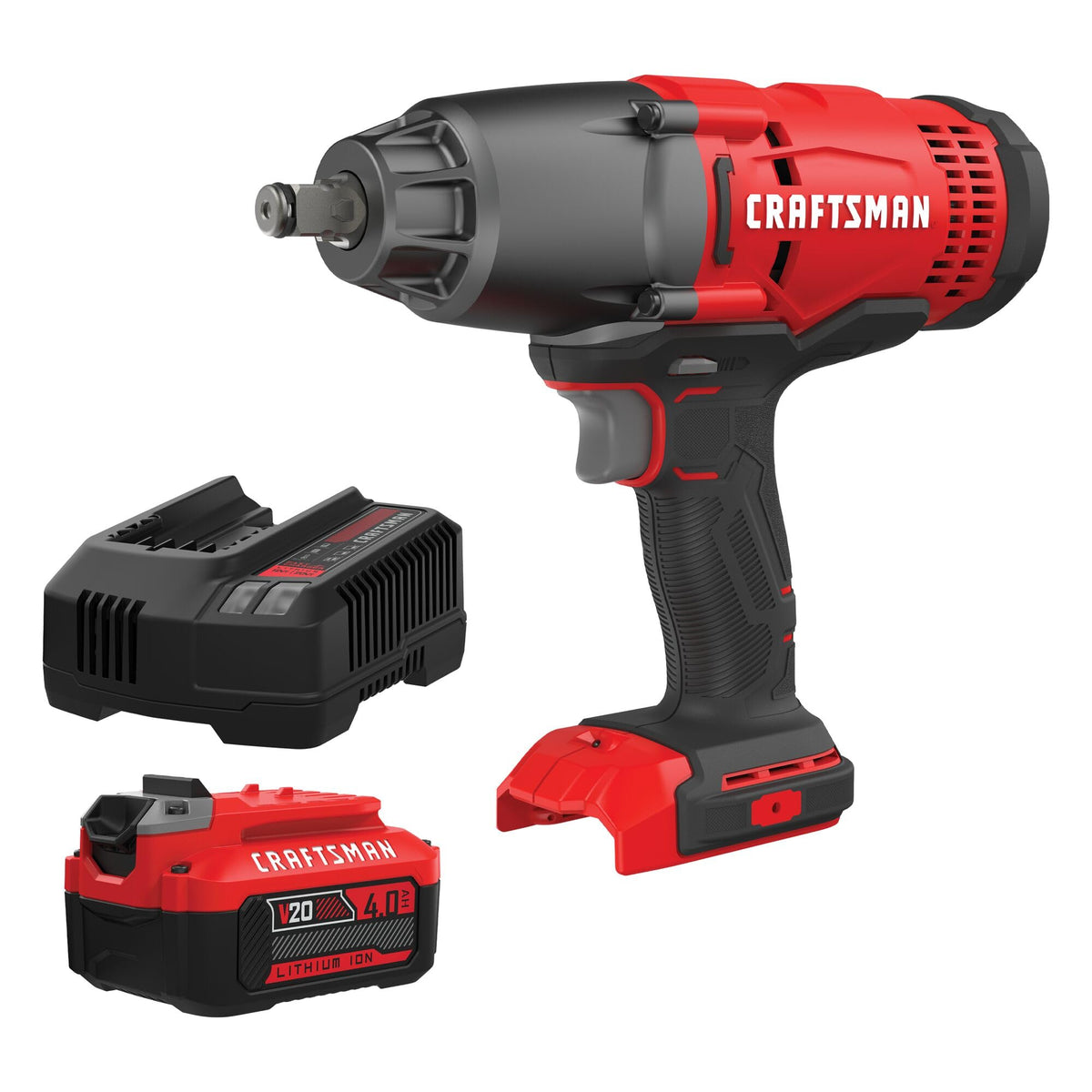 CRAFTSMAN V20 RP Cordless Impact Wrench Kit, 1/2 inch, Battery and Charger Included (CMCF900M1)
