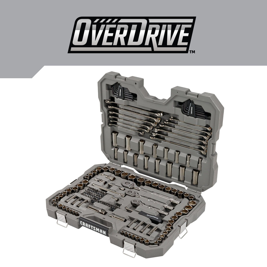 CRAFTSMAN OVERDRIVE 154-Piece Gunmetal Chrome Mechanics Tool Set, Standard SAE/Metric Socket Set, with Hard Case (CMMT99154L)