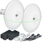 Wireless Bridge Ubiquiti NBE-M5-16 PRE-CONFIGURED, Bundle of 2 Ubiquiti NanoBeam M5, Point to Point Outdoor WiFi Bridge, Plugh and Play, 5GHz, 150+Mbps, 15+km Link Range, Network Bridge