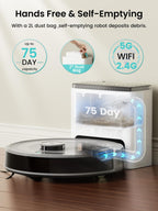 Lefant Robot Vacuum and Mop Combo, 10000Pa Suction, 75-Day Self-Emptying Base with Multi-Floor Mapping, 240Min Runtime, Ideal for Pet Hair & Carpets, Wi-Fi/Alexa/App Control, M2S Plus