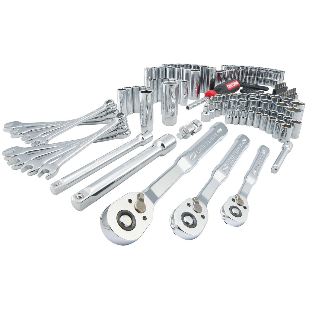 CRAFTSMAN Mechanic Tool Set 135 Pcs, 1/4, 1/2 and 3/8 Inch Drive SAE and Metric Socket Wrench Set with Case (CMMT12124)