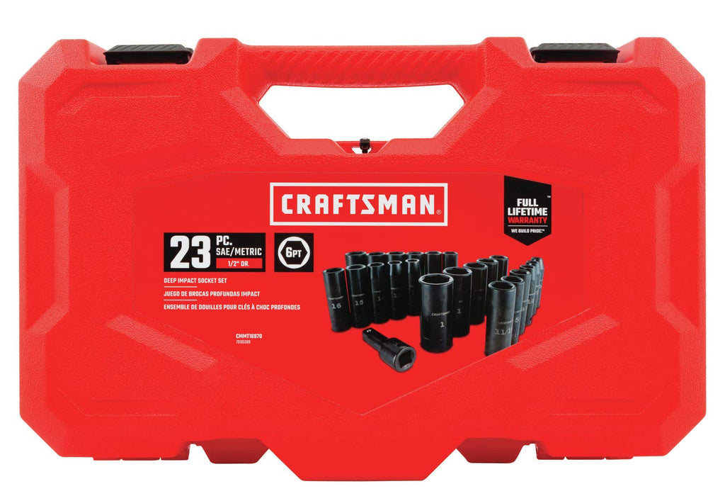 CRAFTSMAN Deep Impact Socket Set, SAE, 1/2-Inch, 23 Pieces (CMMT16970)