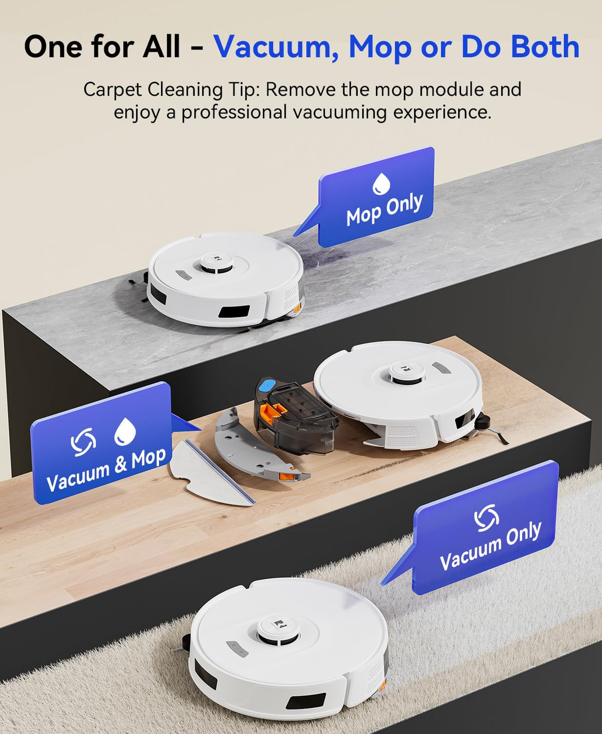 Robot Vacuum Cleaner 20,000 Pa Robot Vacuum and Mop,90 Day Self Emptying Vacuum Robot,Lidar Navigation,5G/2.4GWiFi APP Aspirateur Robot,Self-Charging Robot Vacuums for Pet,Floor,Carpet White