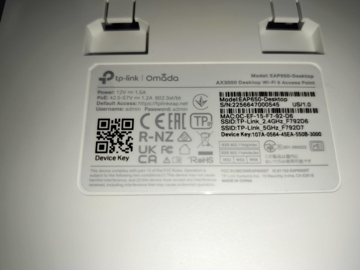 Omada AX3000 Desktop Wireless Access Point, 5yr Warranty(EAP650-Desktop)