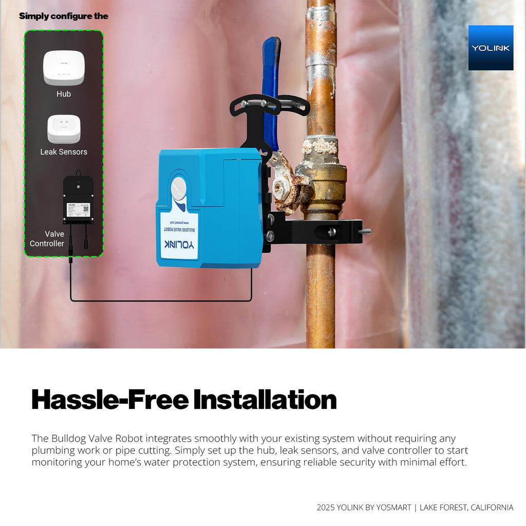YoLink Water Shutoff Kit: Controller + Bulldog + 3-Pack Sensors + Hub