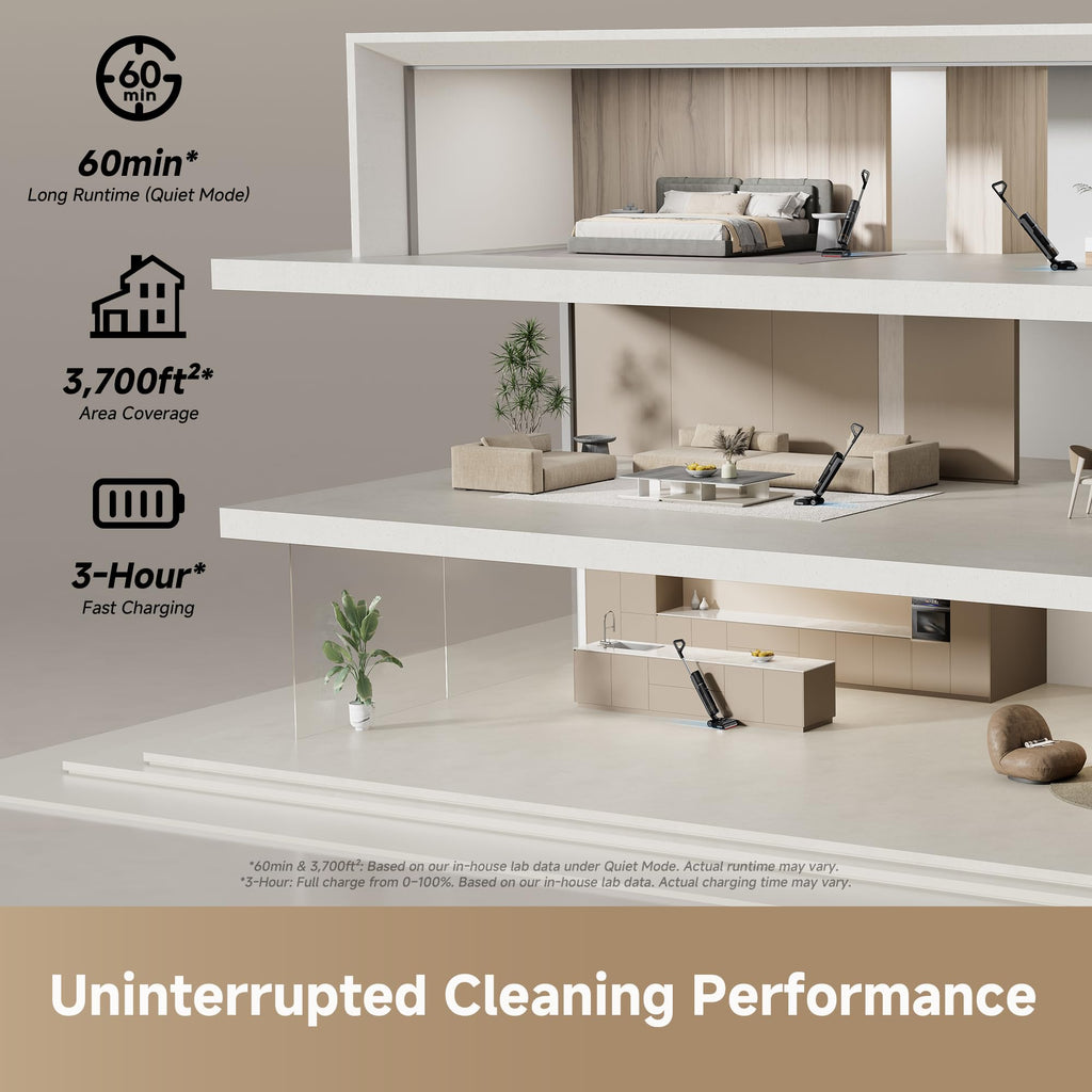 DREAME H15 Pro CarpetFlex Cordless Vacuum Mop, Wet Dry Vacuum Cleaner with Dual Brushes for Hard Floors & Carpet, Tangle-Free Hair-Cutting, 23kPa Suction, 180° Lie-Flat Floor Washer, 194°F Fast Drying