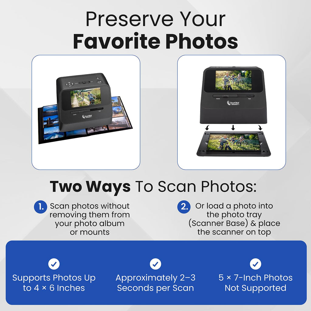ClearClick QuickConvert 2.0 Photo, Slide, and Negative Scanner - Scan 4x6 Photos & 35mm, 110, 126 Film - No Computer Required - 22 MegaPixels