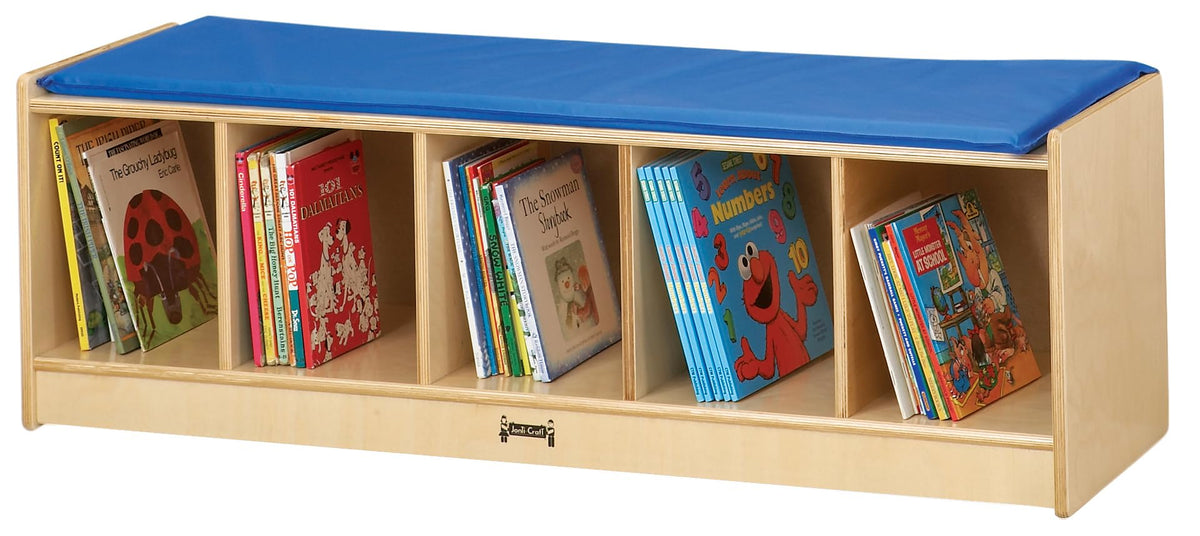 Jonti-Craft 5 Section Bench Locker with Blue Cushion