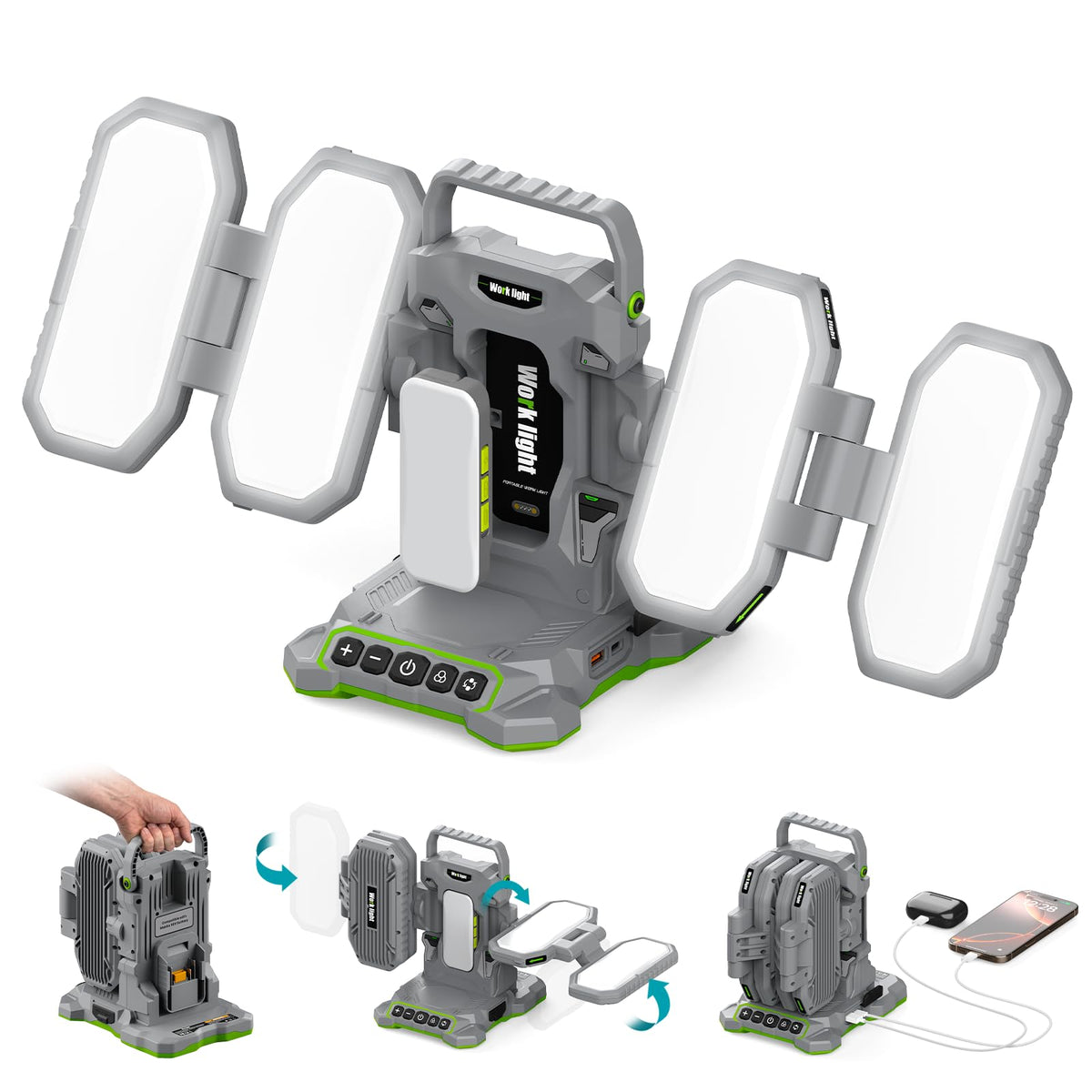 10000LM LED Work Light Compatible with Craftsman 20V Battery