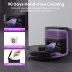 Bagotte Robot Vacuum and Mop Combo,6000Pa LiDAR Navigation Robotic Vacuum Cleaner,Self-Emptying Station for 90 Days,Wi-Fi/App/Voice Control,Ideal for Carpets&Hard Floors