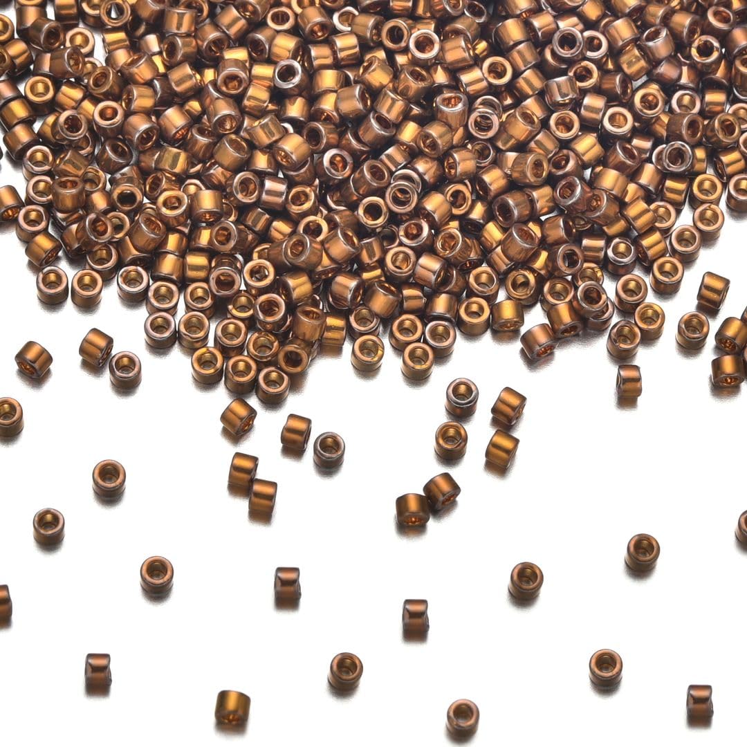 30g Miyuki Delica 11/0 Seed Beads, 24Kt Gold-Lined Crystal Gold DB33