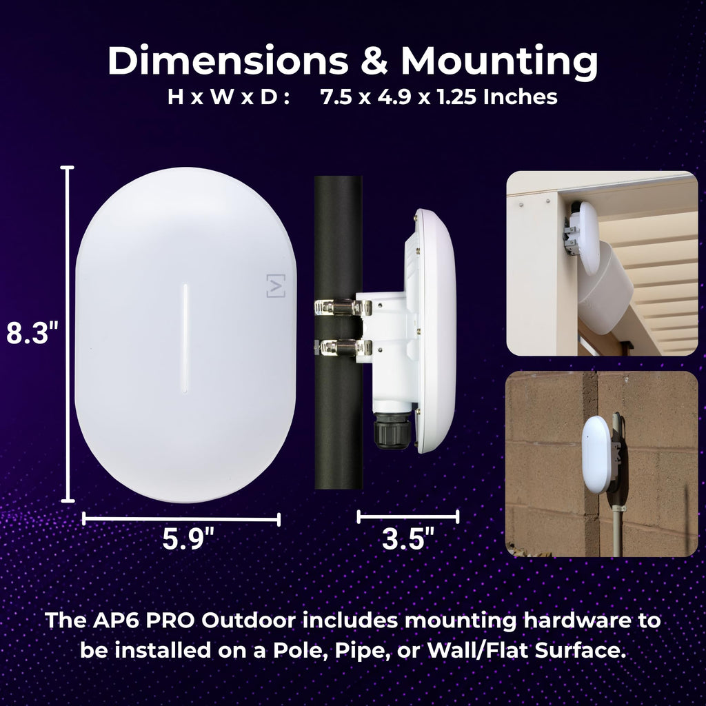 Alta Labs AP6-PRO Outdoor WiFi 6 Access Point | 6.3Gbps, Dual Band, IP68 Rated for Optimal Weatherproof Protection | 4096 QAM | PoE+, Seamless Roaming, WPA3 & App Control | Wireless Access Point