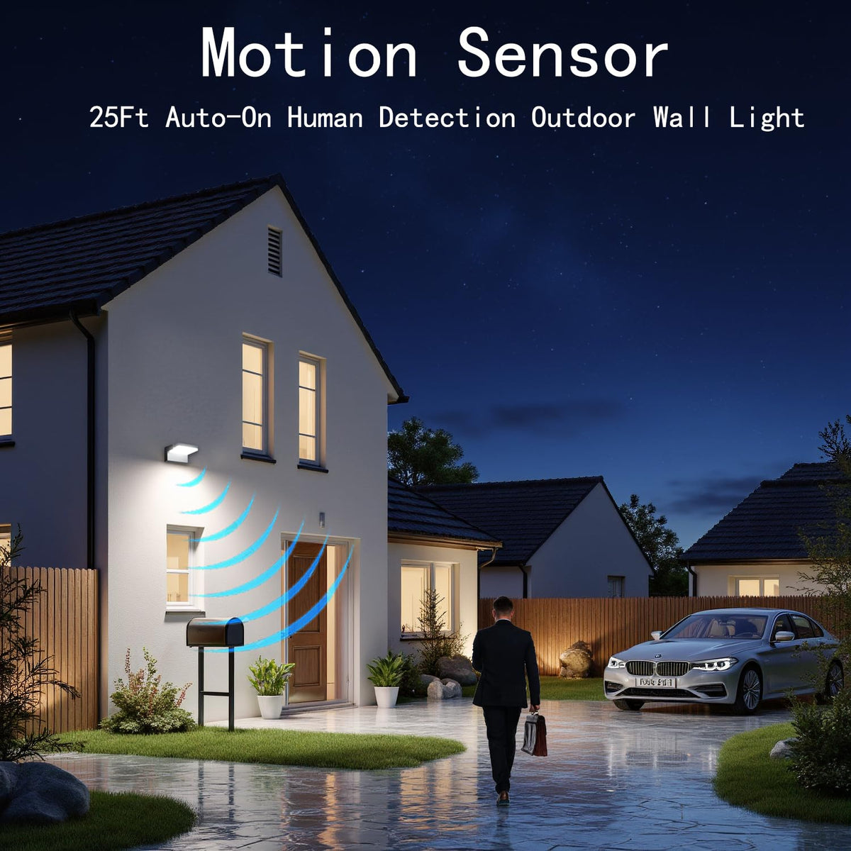 60W LED Motion Sensor Outdoor wall Light Fixtures,2 Pack