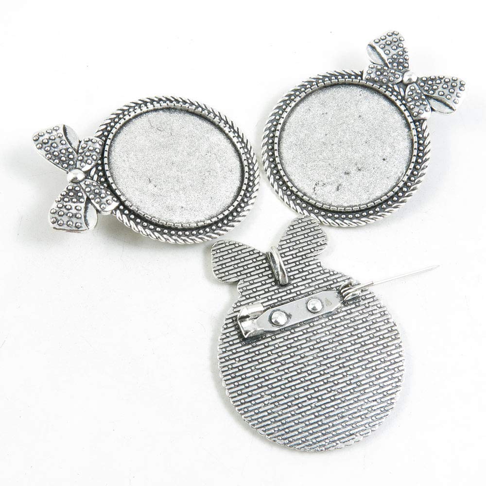 110 Pieces Antique Silver Tone Jewelry Making Charms Crafting Beading Craft Z9DW7 Pinback Oval Cabochon Brooch