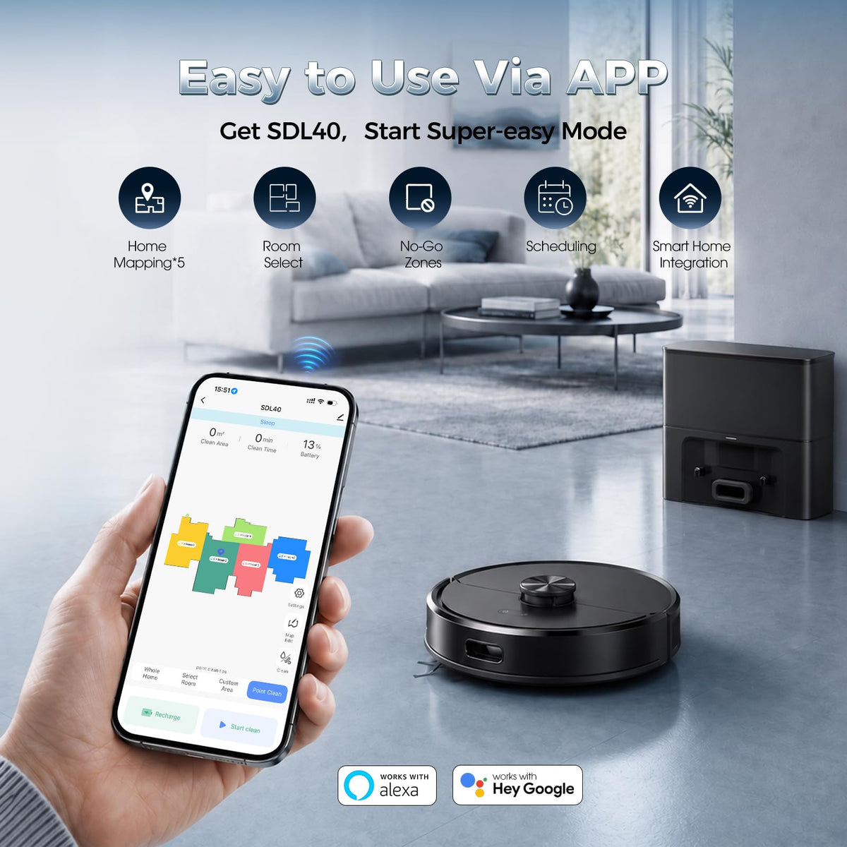 Kilgone Robot Vacuum and Mop with Self Emptying Dock, 90 Days Hands-Free
